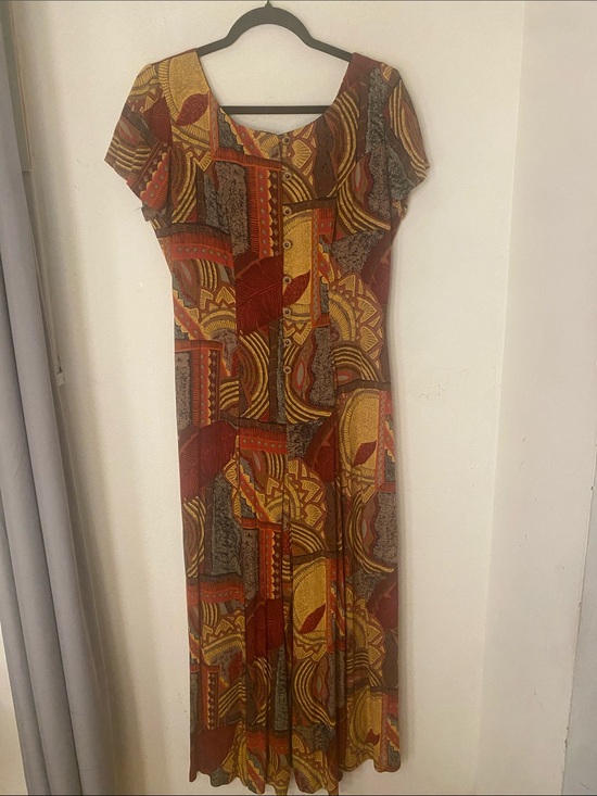 01.Algo Dresses & Skirts - Abstract Print Short-Sleeve Maxi  jumpsuit in Rust Multi